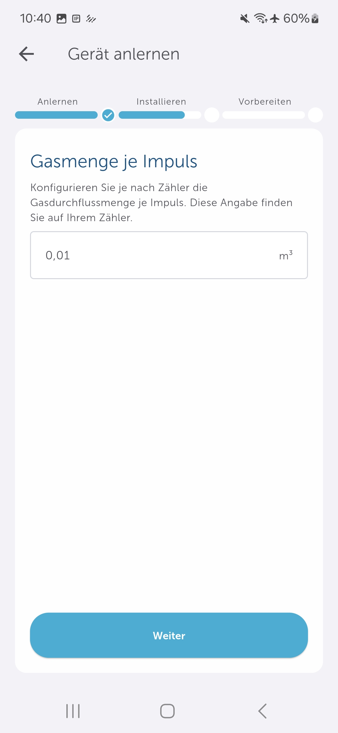 Bild 15: Die Angaben können  je nach Zähler variieren  zwischen 0,1 und 0,001 m³.