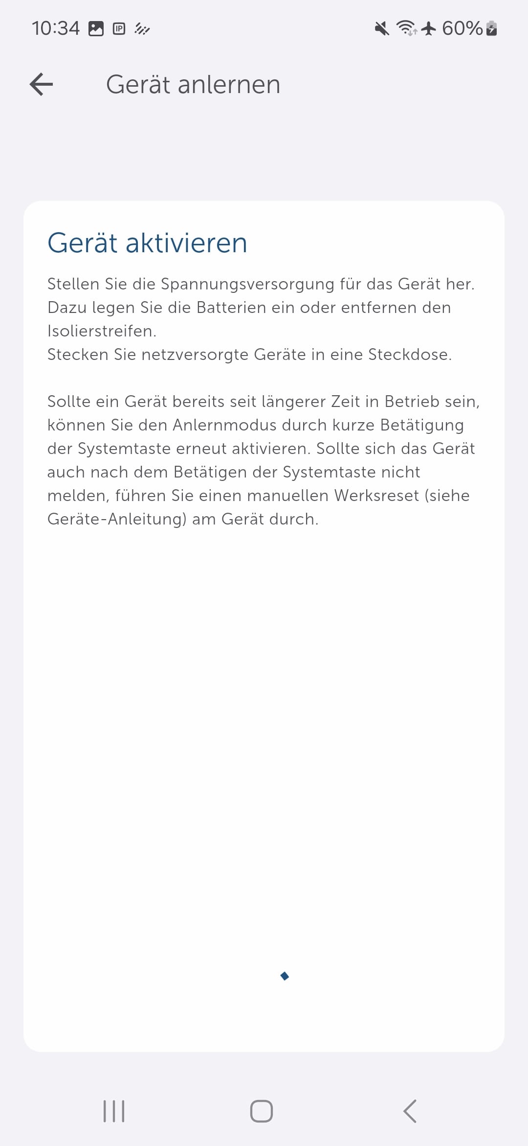 Bild 9: Wählen Sie den Reiter „Gerät anlernen“. Nun  entfernen Sie den Insolationsstreifen in der Schnittstelle (Bild 6).