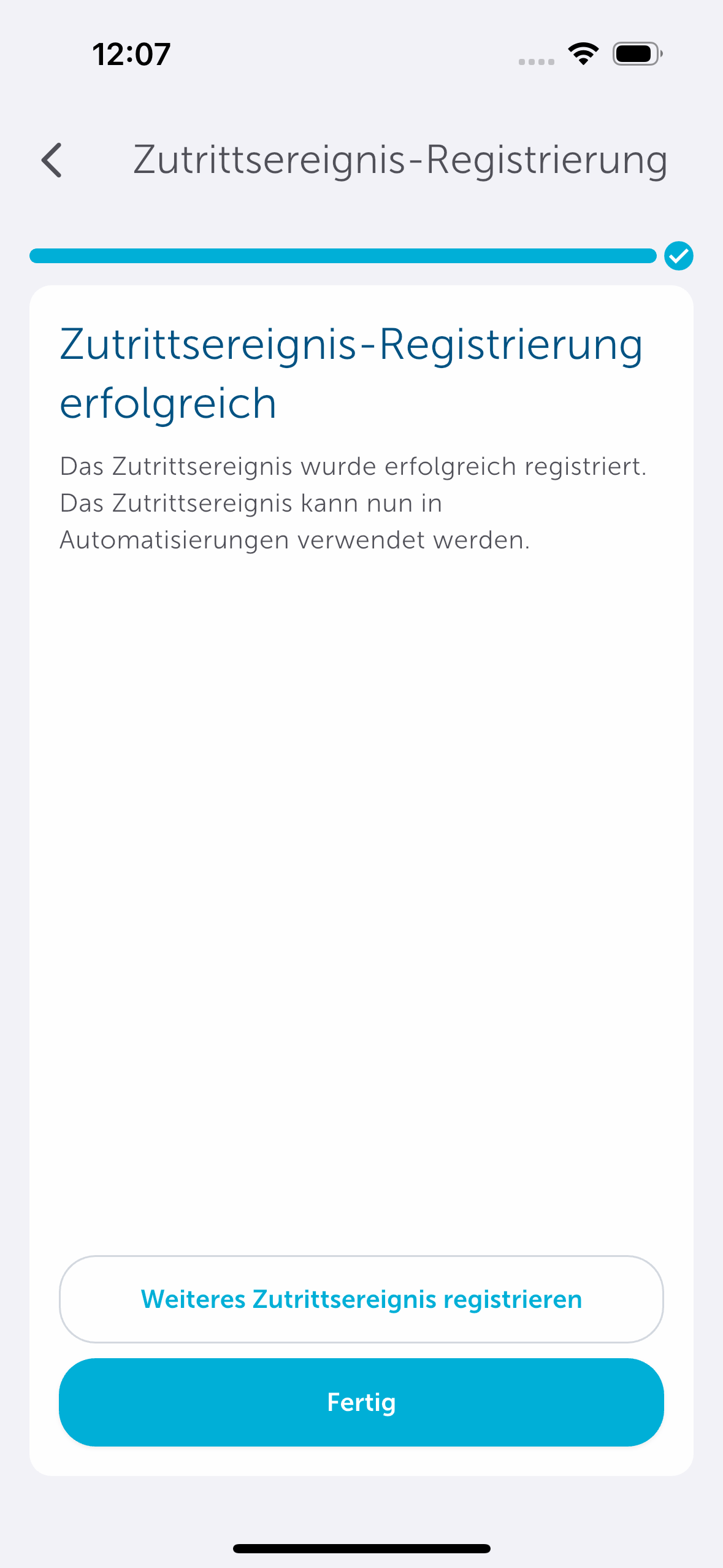 Bild 16: Nach erfolgreicher Registrierung klicken Sie auf „Fertig“.