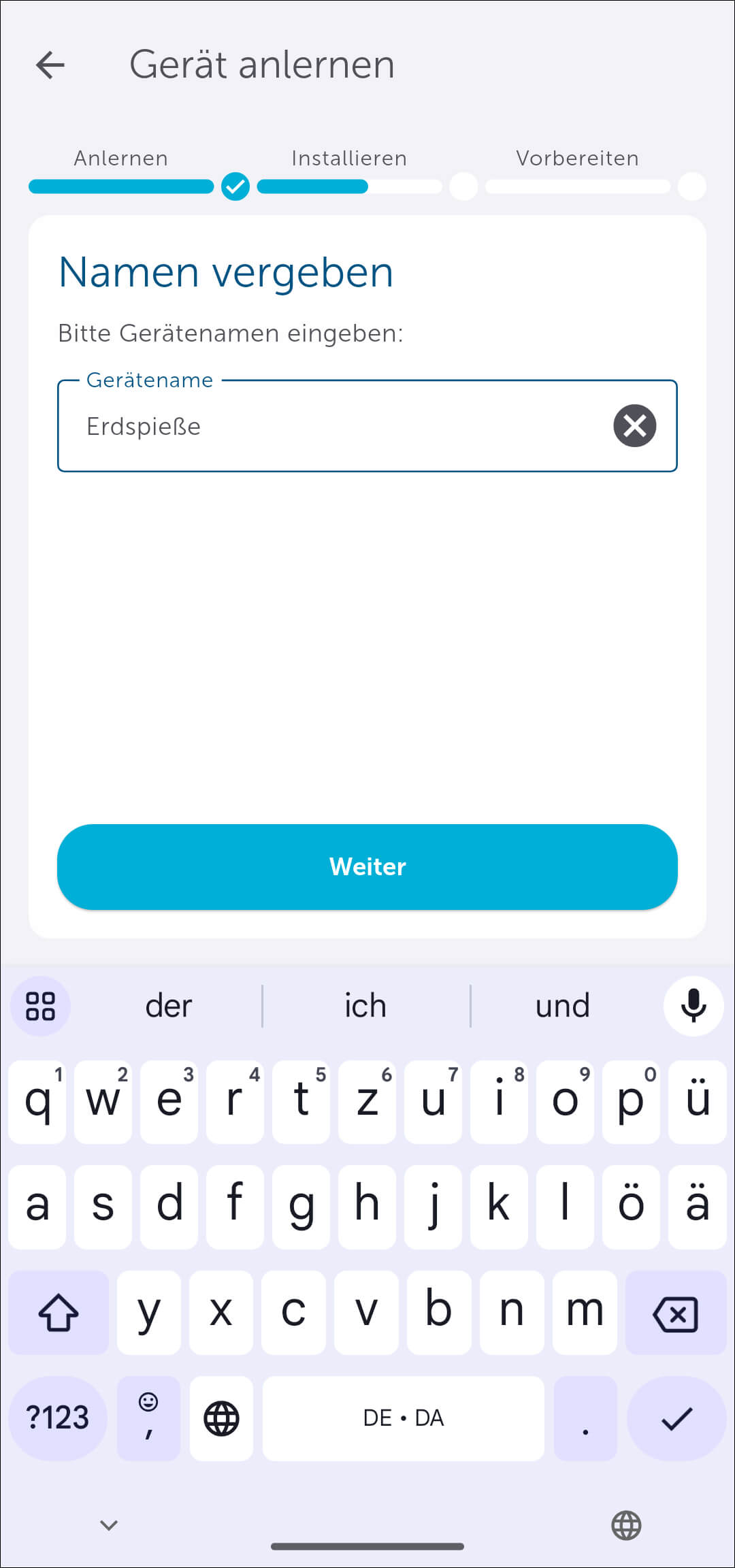 Bild 25: Vergeben Sie nun einen Namen für den Aktor. Dieser wird in der App und für Sprachassistenzsysteme genutzt.