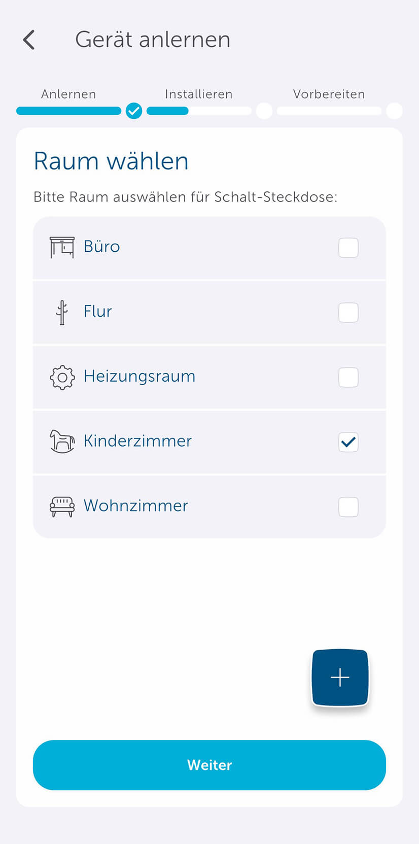 Bild 8: Wählen Sie nun den gleichen Raum aus, dem Sie zuvor bereits den Wandthermostat zugeordnet haben.