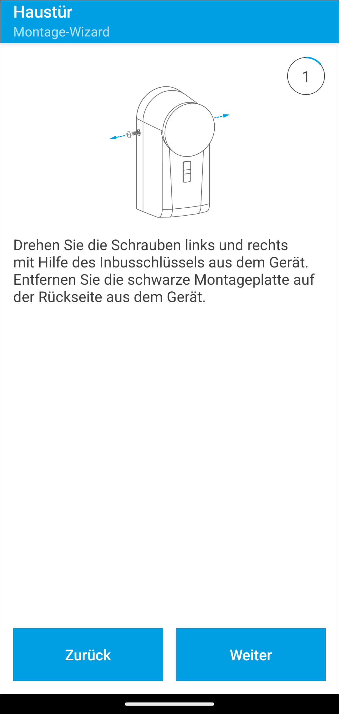 Bild 9: Bei der Erstinbetriebnahme startet automatisch der Montage-Wizard. Folgen Sie bei der Montage den Anweisungen in der App.