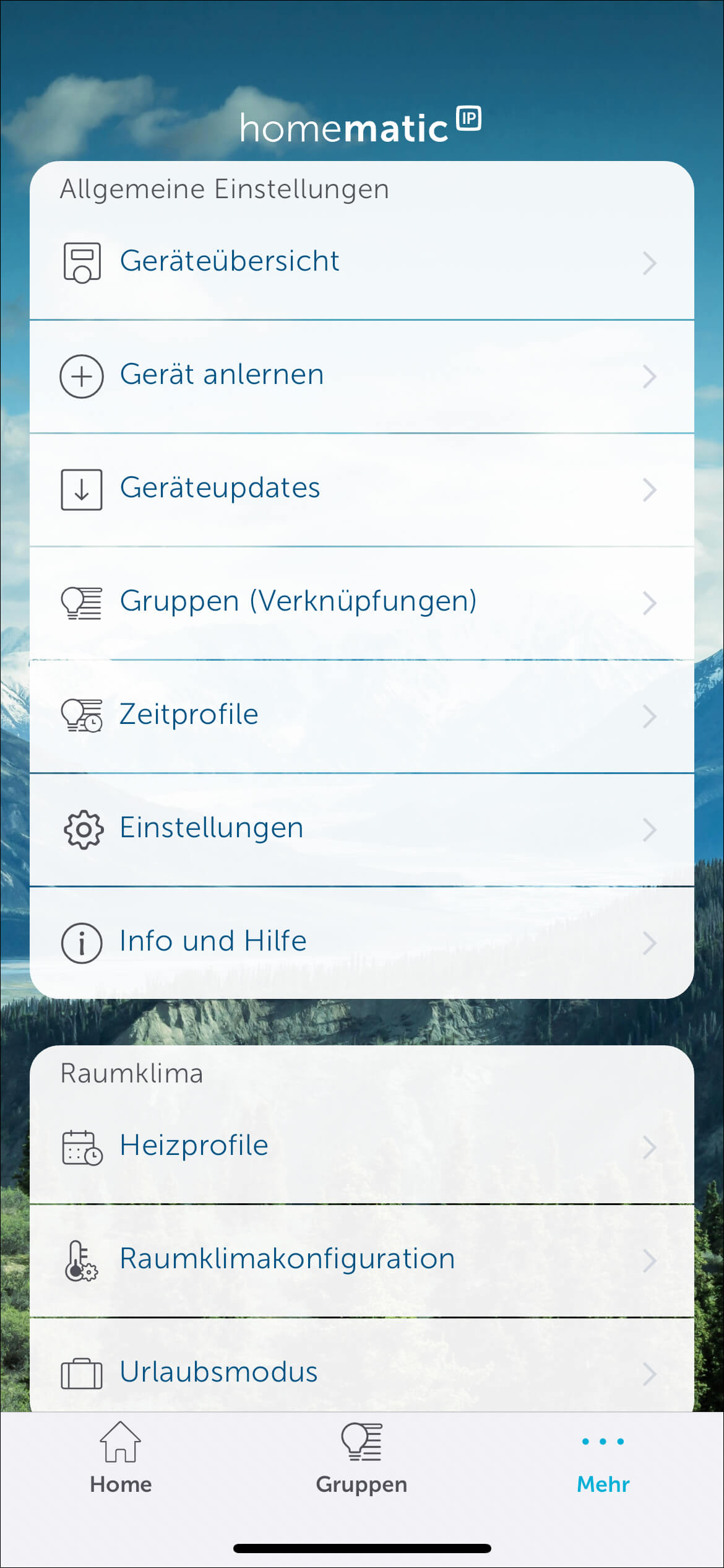 Bild 8: Um Ihre Rollläden zeitgesteuert zu fahren, öffnen Sie das Hauptmenü der App und hier den Bereich "Zeitprofile". Hier legen Sie ein neues Profil an, indem Sie auf "+" klicken und anschließend auf "Beschattungsprofil". Ein Profil kann mehrere Rollladenaktoren und Schaltzeitpunkte enthalten.